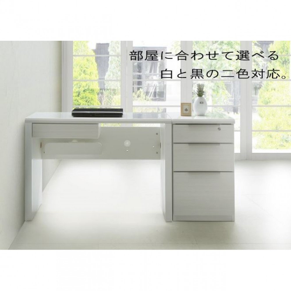 デスク　サイドチェスト　ワゴン　デスクサイズ［１００×４５/１００×６０/１２０×４５/１２０×６０/１４０×４５/１４０×６０］［ホワイト/ブラック］ サムネイル 2