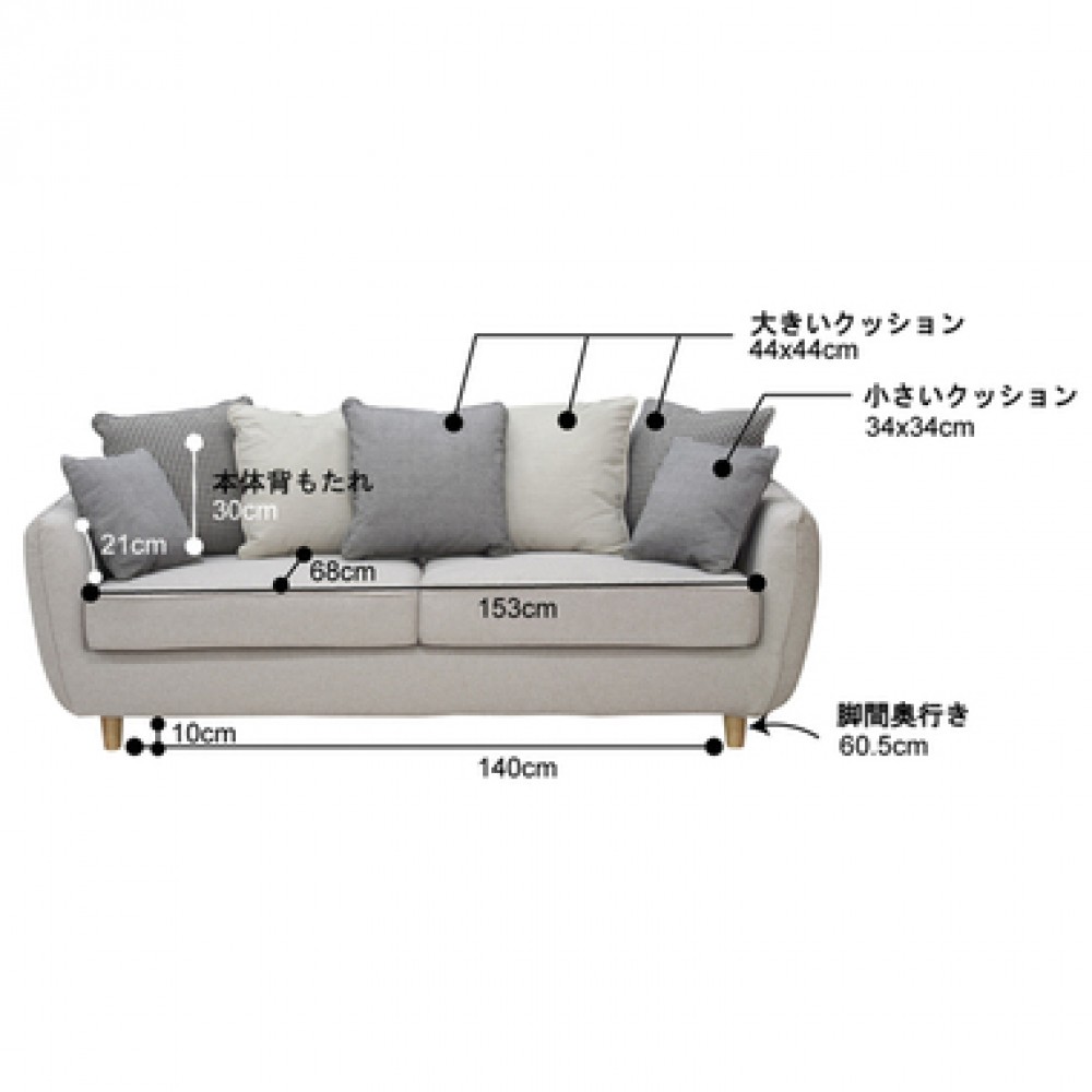 ソファ[２Ｐ/３Ｐ][ベージュ/グレー] サムネイル 4